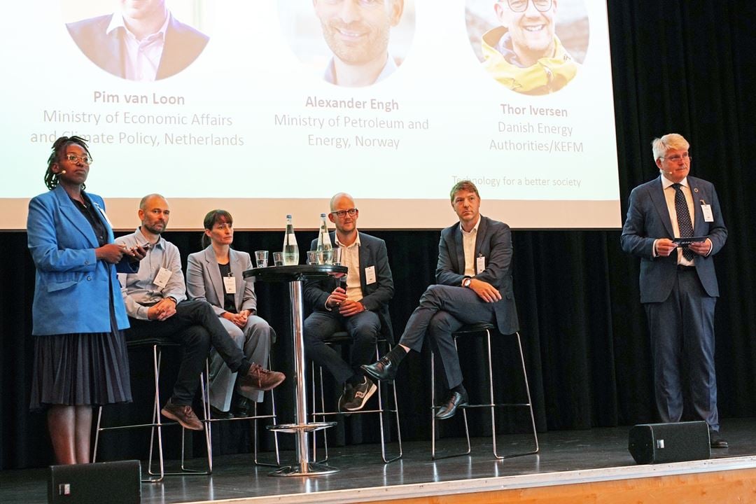 From left to right: Ariane Giraneza (Bellona Germany), Alexander Engh (Ministry of Petroleum and Energy, Norway), Eva Lingr&uuml;n (Ministry of Economic Affairs, Industry, Climate Action and Energy of the State, NRW, Germany), Thor Iversen (Danish Energy Authorities/KEFM), Pim van Loon (Ministry of Economic Affairs and Climate Policy, Netherlands), Nils R&oslash;kke (SINTEF)