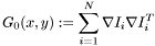 \[G_0(x, y) := \sum_{i=1}^N \nabla I_i \nabla I_i^T \]